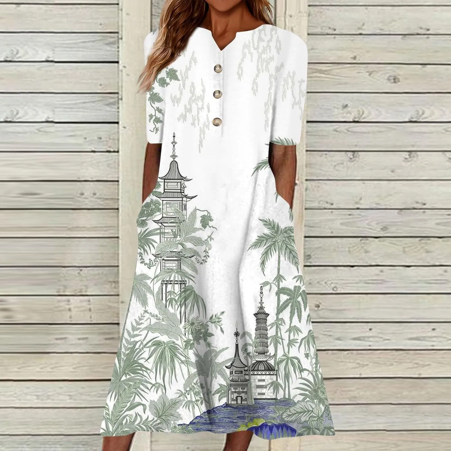 Womens Casual Printed Dresses V Neck Fashion Short Sleeve 2025 Sexy Swing Summer Dressy Daily Party Dress