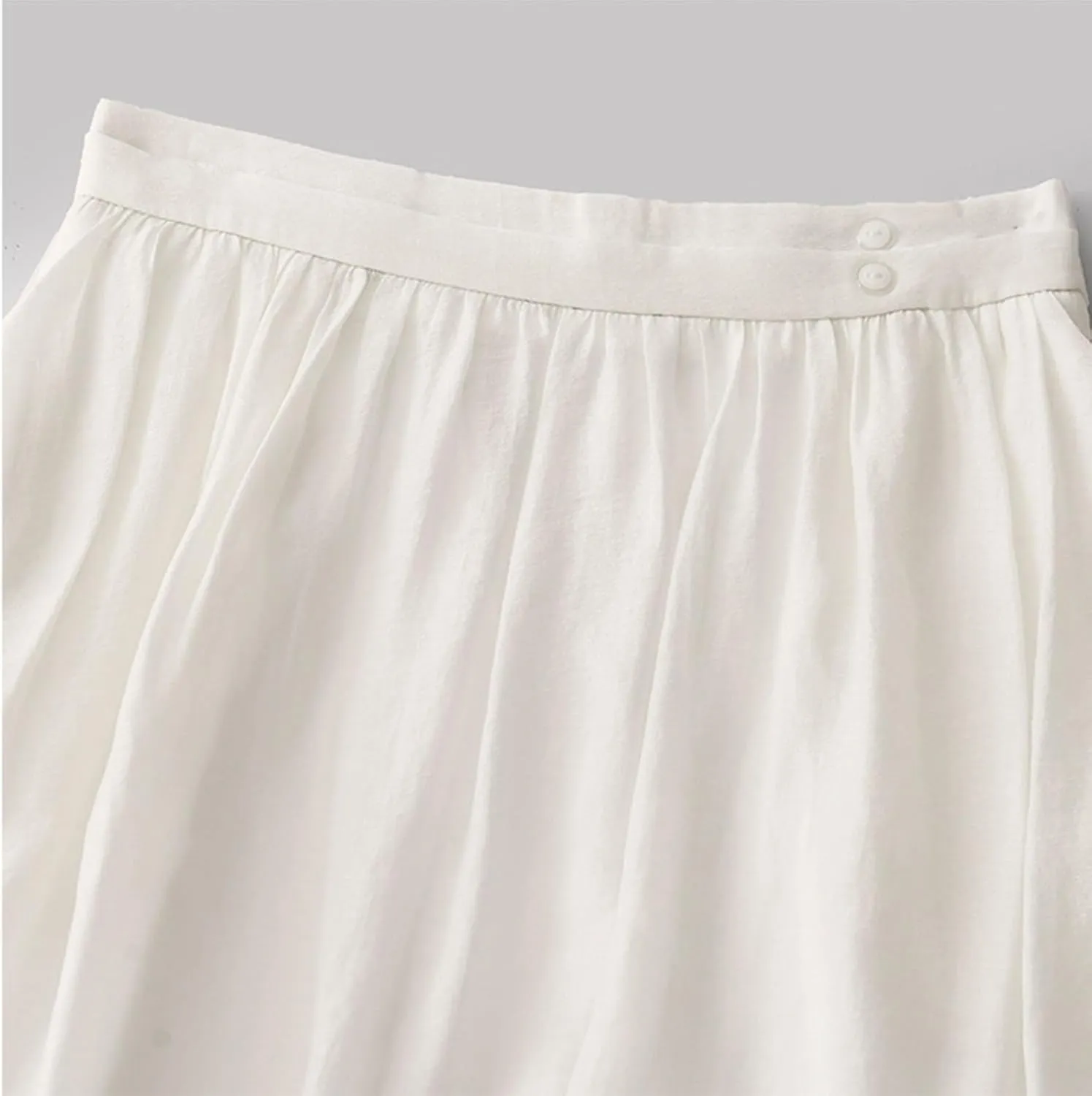 Womens Cotton Linen Skirts Summer Casual Elegant Double Layer Elastic High Waist Flowy Swing A Line Long Maxi Skirt