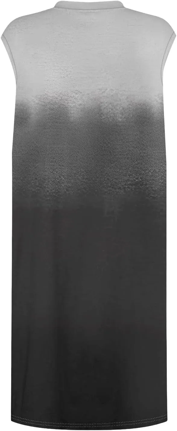 Womens Crew Neck Sleeveless Mini Dresses Printed Beach Vacation Pockets Dress 2025 Summer Casual Loose Sundress