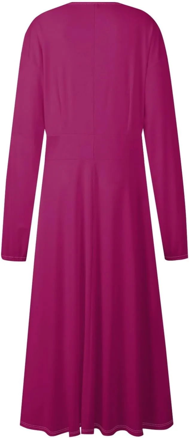 Womens Fall/Winter Dresses Long Sleeve V Neck Dresses Elegant Dresses Trendy Printed Dresses Dresses for Women